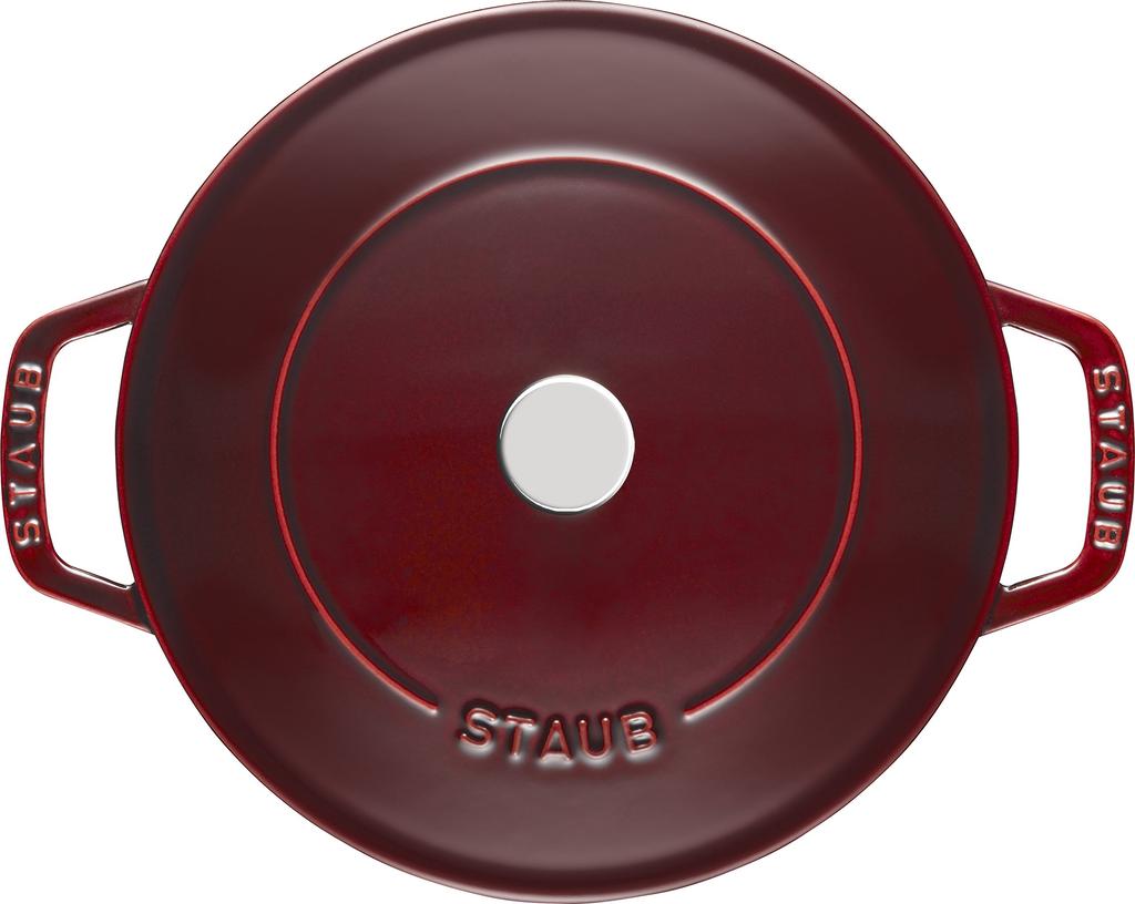 Staub Saute Pan Grenadine Red Two Hand Cast Enamel Pot Shallow Sukiyaki Compatible with IH Japanese Blaiser "Blazer 24cm" [Authorized Product]