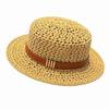 Wide Brim Sunshade Straw Hat Vintage Style Flat Top Straw Hat Mesh Woven Straw Hat  Beach Vacation