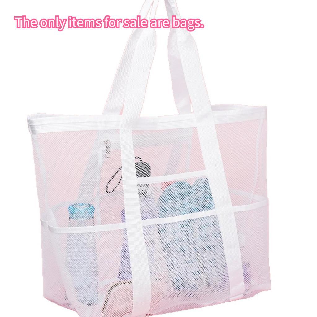 Large Capacity Mesh Beach Tote Bag for Swimming, Shower, Fitness & Travel, Foldable Grocery Zipper Bag, Summer Beach Essential
