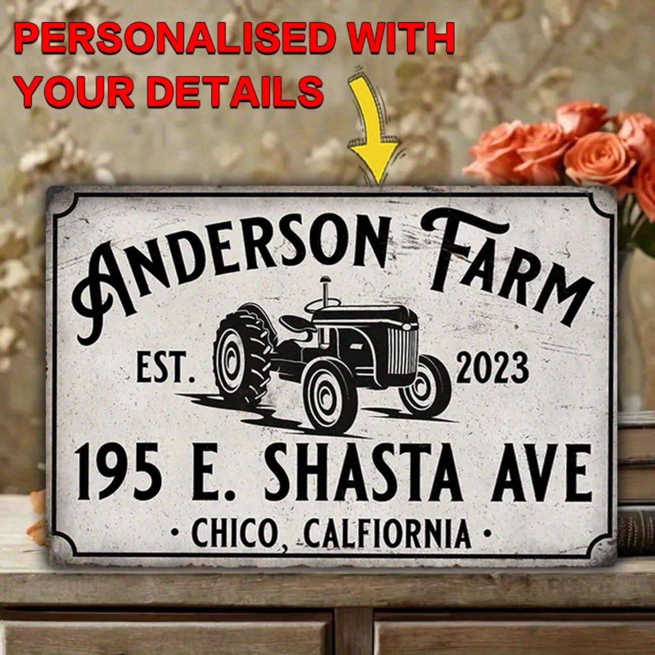 Personalized Metal Sign Custom Text Address Plaque Farmhouse Outdoor Wall Decor белый