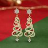 Korean Zircon Christmas Tree Earrings Rhinestone Crystal Star Drop Earring Gift