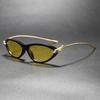 New Cat Eye Sunglasses UV400 Metal Small Oval Women Vintage Unisex Shades for Outdoor Travel