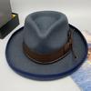Elegant Feather Homburg Wool Styling Hat with Wide Brimmed Flat Hat Wide Brimmed Western Hat for Casual Wear