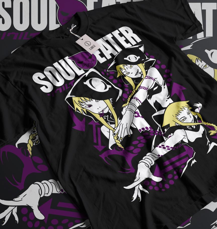 Футболка Soul Eater Смертельный Малыш Японское Аниме Черная Звезда Подарочная Футболка Все Размеры Унисекс Футболка XXXL