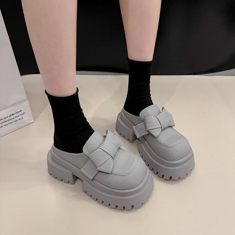 Thick Heel Height Increase Small Leather Shoes Women's Spring and Summer New Retro Fashion Platform Single Shoes Women