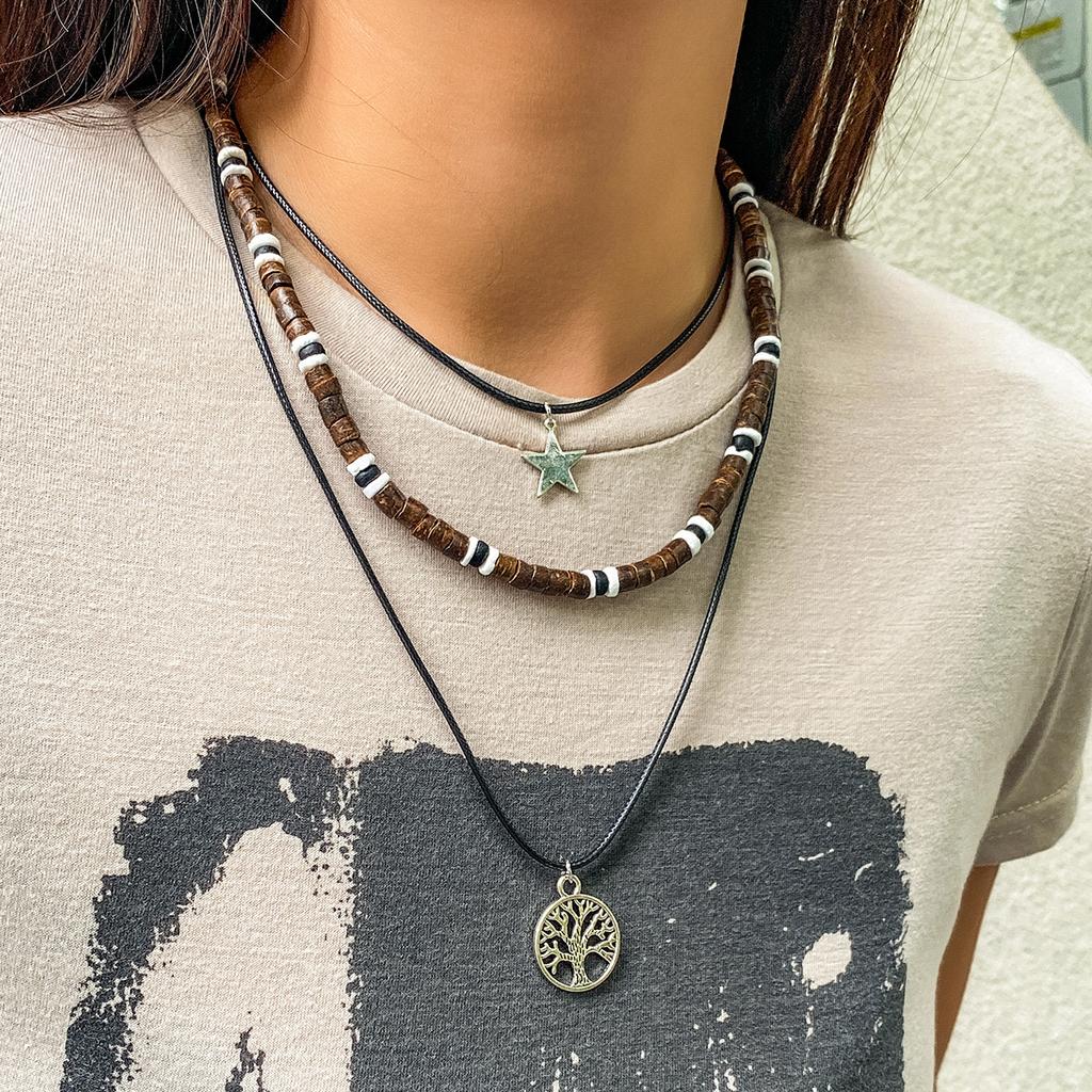 Jewelry Devil Blue Eyes Vintage Beaded Necklace Ladies Necklace Wax Thread Pull Rope Necklace