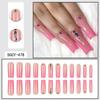 Pink French Style Press-On Nails With Rhinestones Simple Wearable Nail Tips Women Gel Adhesive Jelly Glue Options