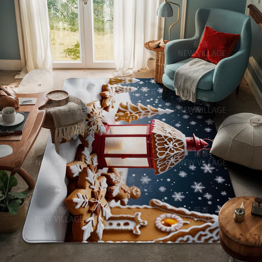 House Entrance Carpet Home Door Mat Living Room Bath Foot Bathroom Non-slip Water Absorption Rugs Bath Merry Christmas Winter