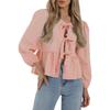 Top Peplo da Donna con Lacci sul Davanti Y2k Manica Corta a Sbuffo Camicia con Lacci Fiocco Orlo con Volant Bluse Babydoll