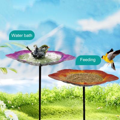 Bird Bath with Metal Stake Simple Installation Weather-Resistant Adjustable Height Outdoor Bird Feeder Stand Decor