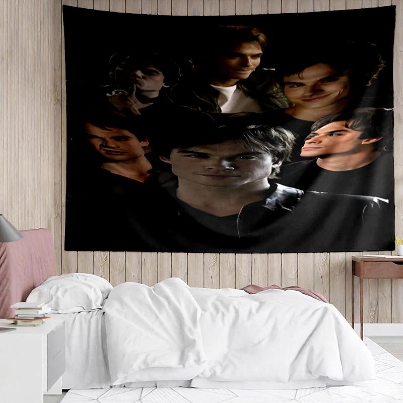 1PC Two Men In Suits Damon Tapestry Accessories Playroom Tapestry, for Bedroom,Livingroom, Dormitory Room Wall Decor Fan Birthday Gifts