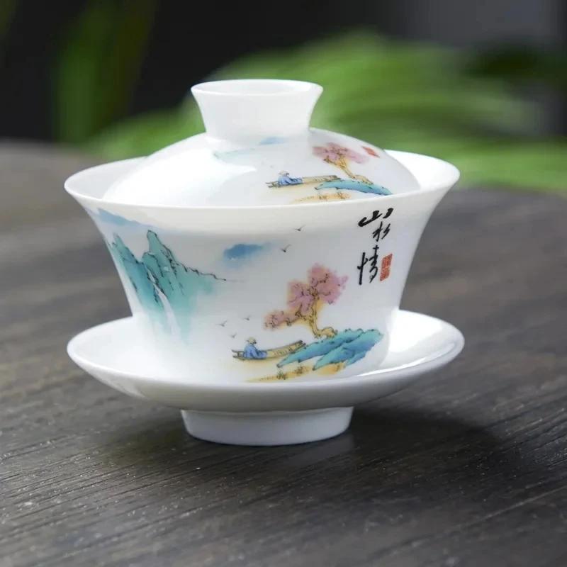 Chinese Traditions Gai Wan Tea Set Bone Tea Gaiwan Tea Porcelain Pot Set , de soupière, tasse à thé Kung Fu, service à thé