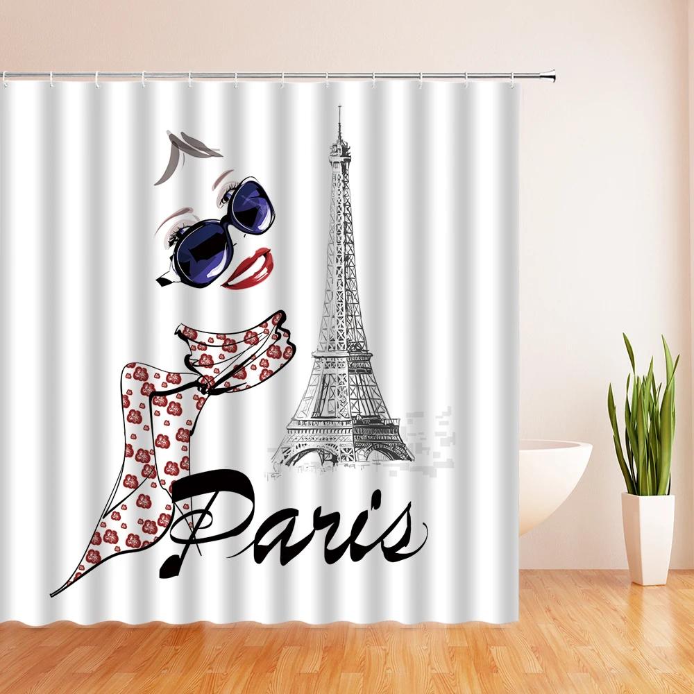 3D print Paris Tower Bathroom Shower Curtains Waterproof Polyester Fabric With Hooks 240X180cm Bath Screen Home Decor Curtain