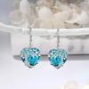925 Sterling Silver Blue Crystal Heart Zircon Earrings For Woman Vintage Tree Shaped Engagement Charm Jewelry Gift