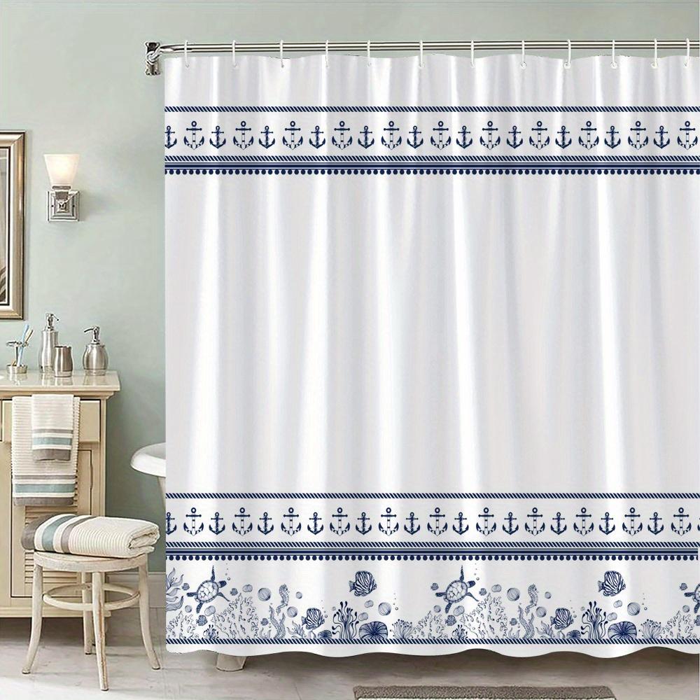 

Nautical Anchor Shower Curtain Blue And White Sea Theme Design Waterproof Bath Curtain Coastal Bathroom Decor Home Accessory W60H190(CM)-1 Pcs