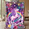 Magical Unicorn with Rainbow Theme blanket Lightweight Warm Flannel Blanket Decorative Throw Blanket for Home Decoration