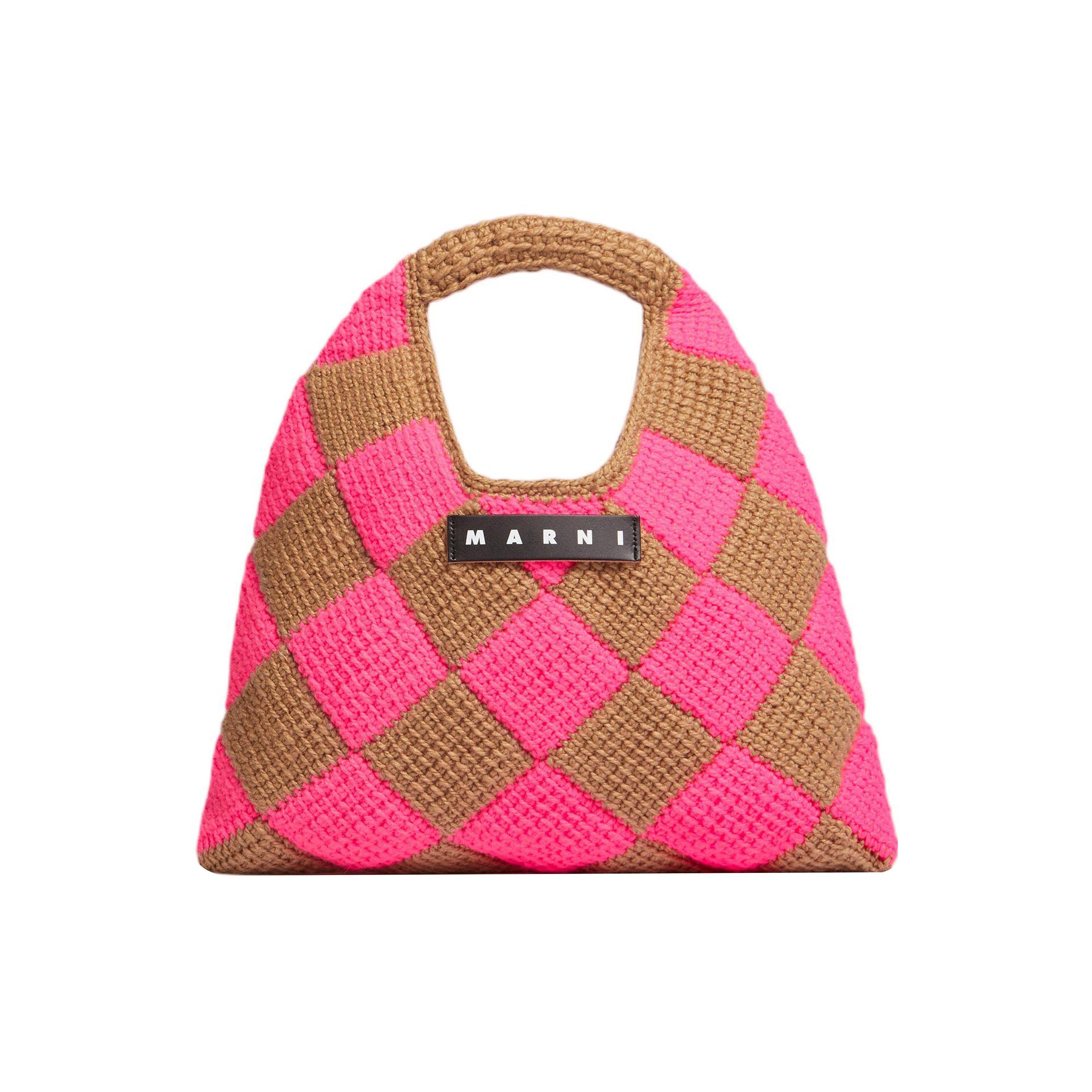 

Marni Market Letter Patch Geometric Pattern Acrylic Knit Leather Tote Bag Medium Women handbags Brown Pink SHMH0049A0FW305CHC57 Basic Set (Bag+Dust Bag)