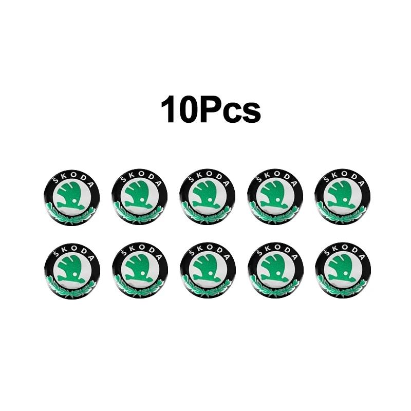 Car Sticker 10mm Car Remote Key Sticker Aluminum Emblem Decal For Skoda Octavia Kodiaq Fabia Superb Rapid Kamiq Karoq Derivati Y