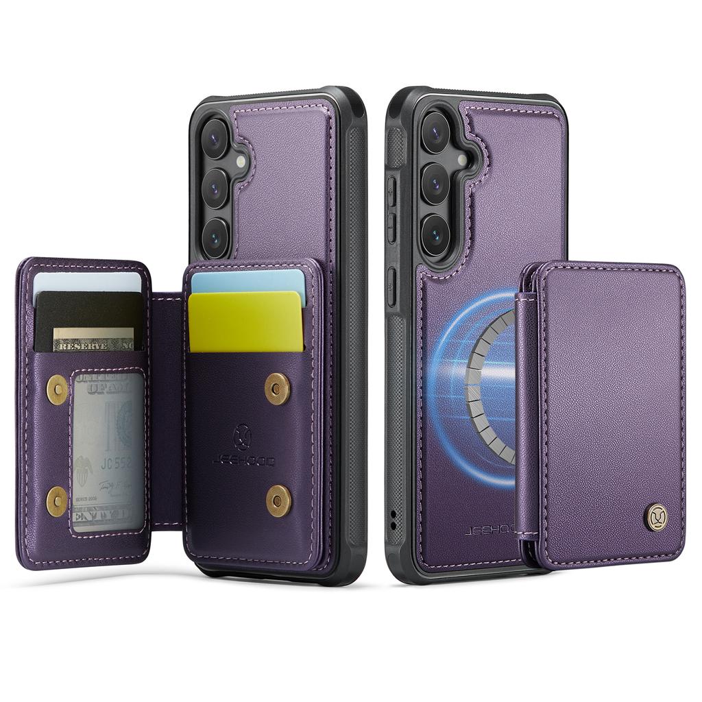 JEEHOOD-J05 for Samsung Galaxy S26 Ultra S25 S24 Plus FE Removable 2-in-1 Separable Flip Wallet Premium PU Leather Case Card Holder Phone Back Cover