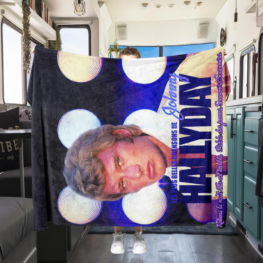 1pc Johnny Halliday the King of French Rock blanket, al season lightweigh Poster blanket home office outdoor nap multifunc Poster blanketional blanket