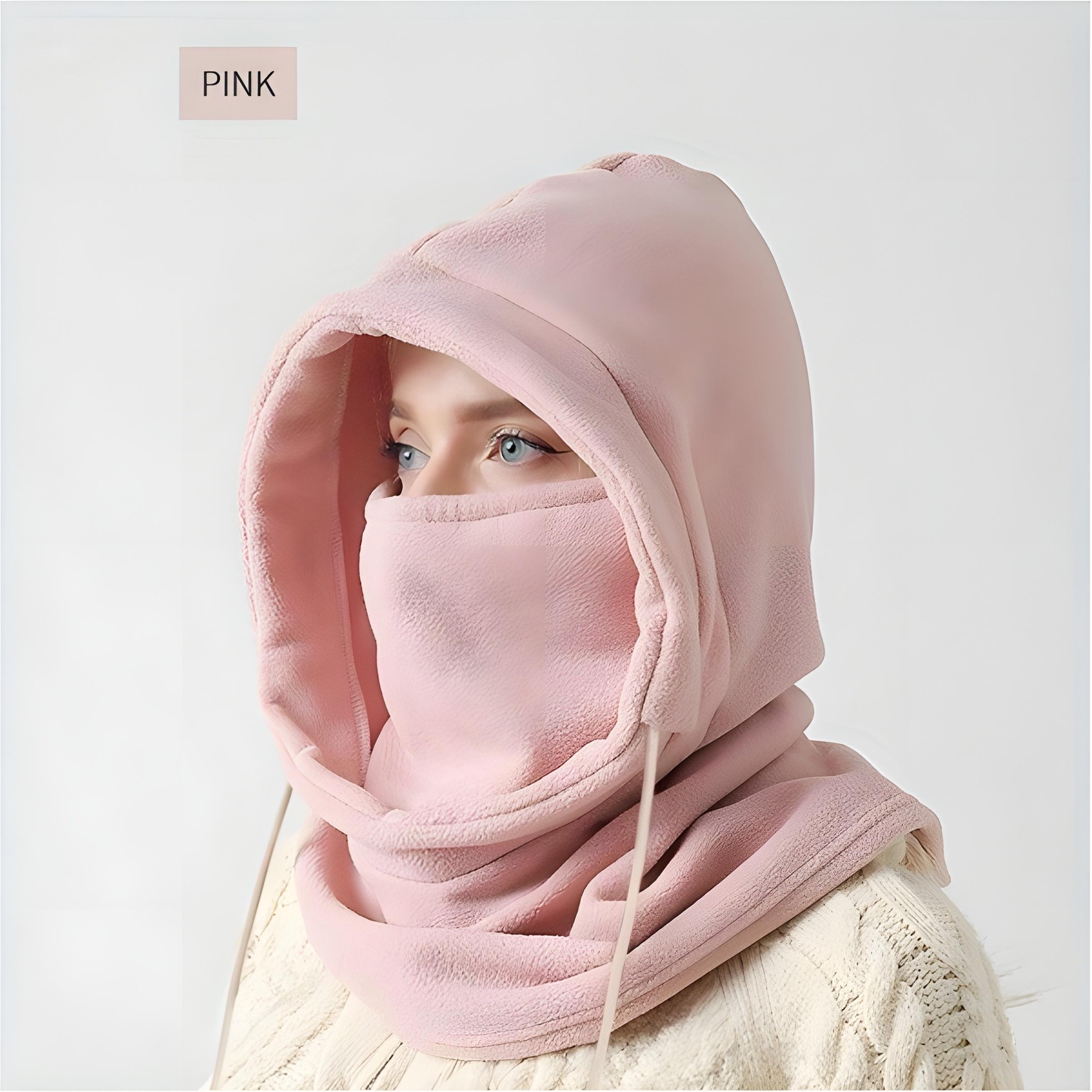 

Зимняя Балаклава со шнурком, ветрозащитная лыжная маска, однотонный велосипедный шейный платок, уличный утеплитель для лица, шарф с капюшоном для женщин и мужчин розовый