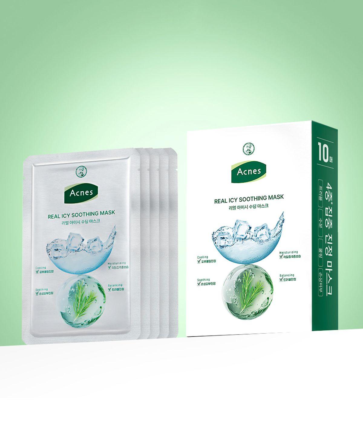 10 Sheets x [Cooling/Soothing/Moisturizing] Real Icy Soothing Mask Pack