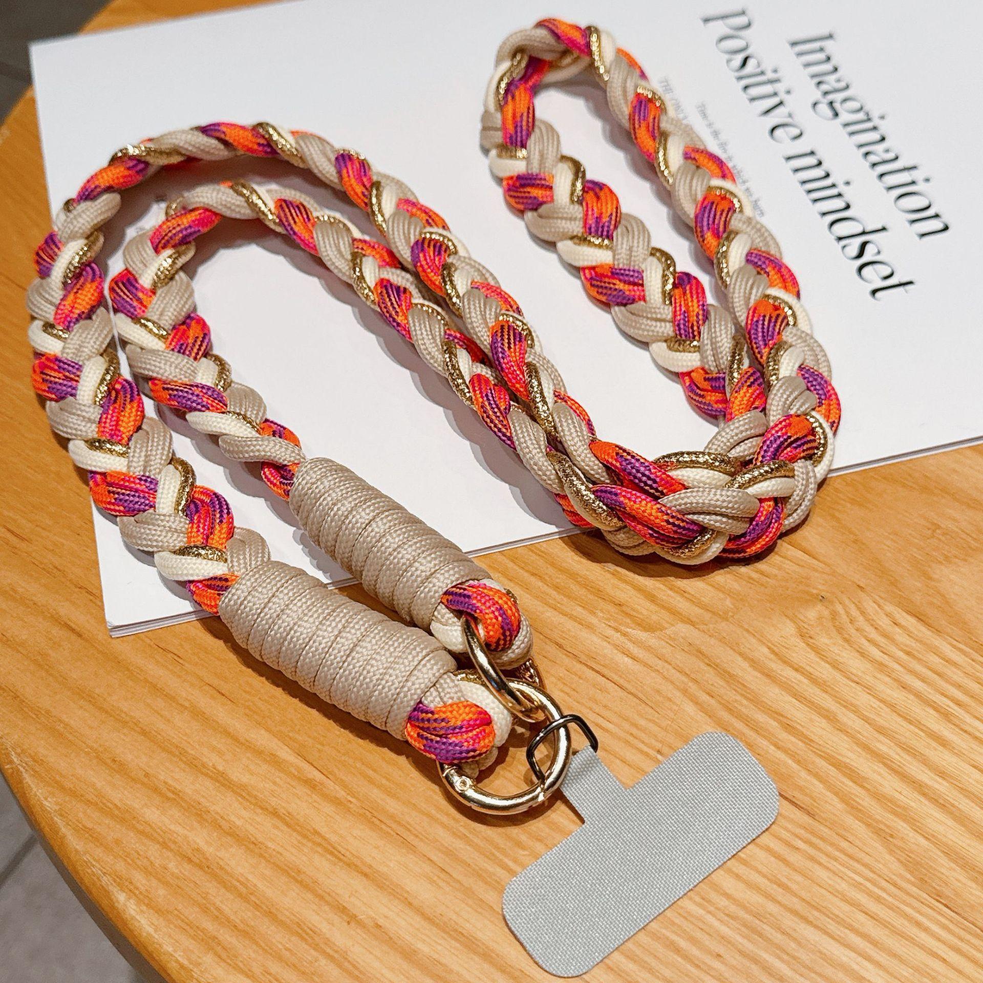 

Ins Trendy Dopamine Phone Lanyard - Colorful 6-Strand Braided, Adjustable Universal Long Rope W/ Clip Anti-Theft/Anti-Snatch
