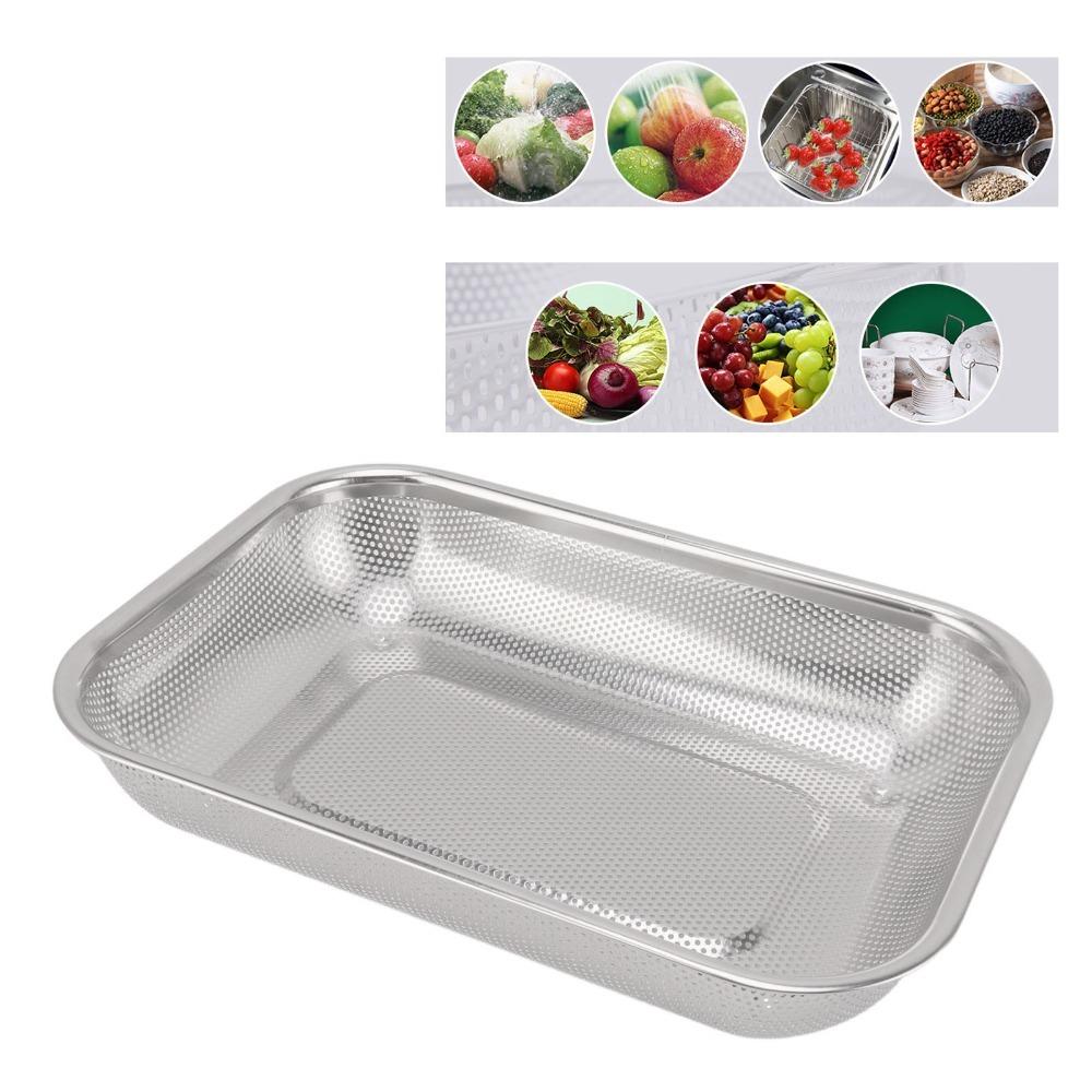 Stainless Steel Rectangular Strainer Basket S/L Kitchen Strainer Colander  Fruit Washing