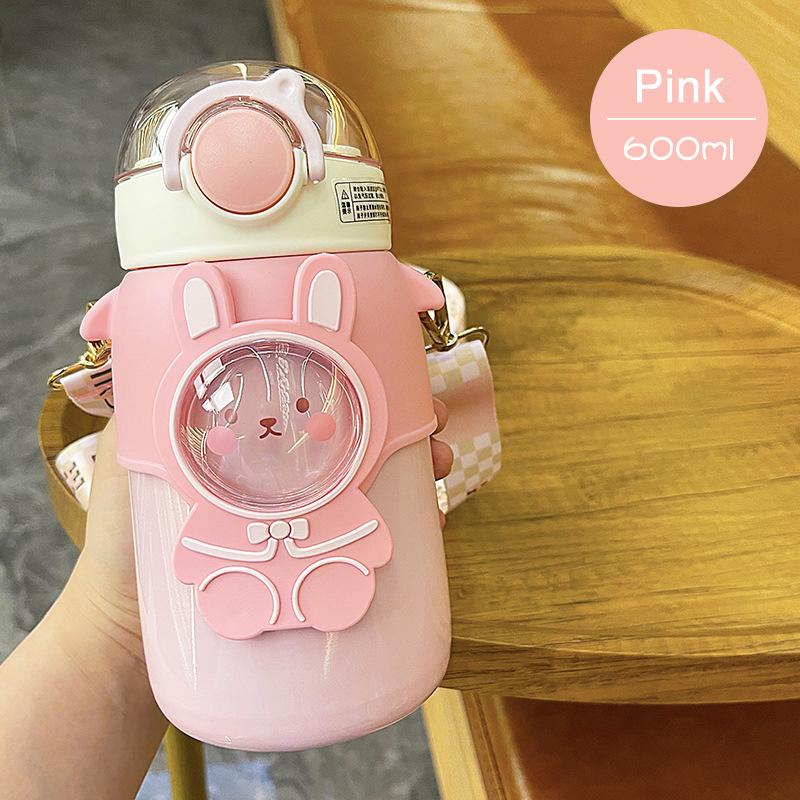 600ML Thermos Bottle For Kids Stainless Steel Vacuum Flacks Tumbler Thermal Water Bottle For Children Leak-Proof Insulated  Practical Use 600ML