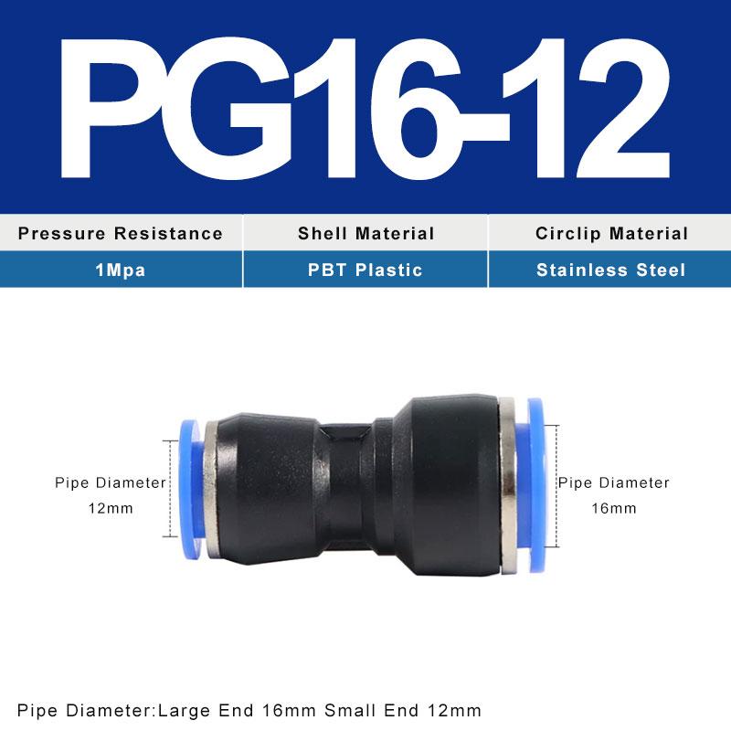 PG Pneumatic Fittings 2-Way Straight Connector Diameter Reduce For 8mm-6mm/6mm-4mm For Pneumatic Tube Air Hose Ventilation Valves 4