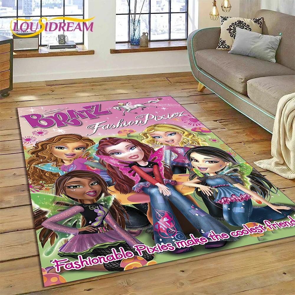 HD Cartoon Bratz Doll Cute Girls 3D Rug Carpet for Living Room Bedroom Home Decor,Floor Mat Non-slip Decoration for Sofa Doormat