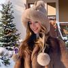 1PC Christmas Outfit Christmas Accessories Ear Flap Hat Gift Faux Fur Hat Fashion Plush Hat Warmth 55-60cm