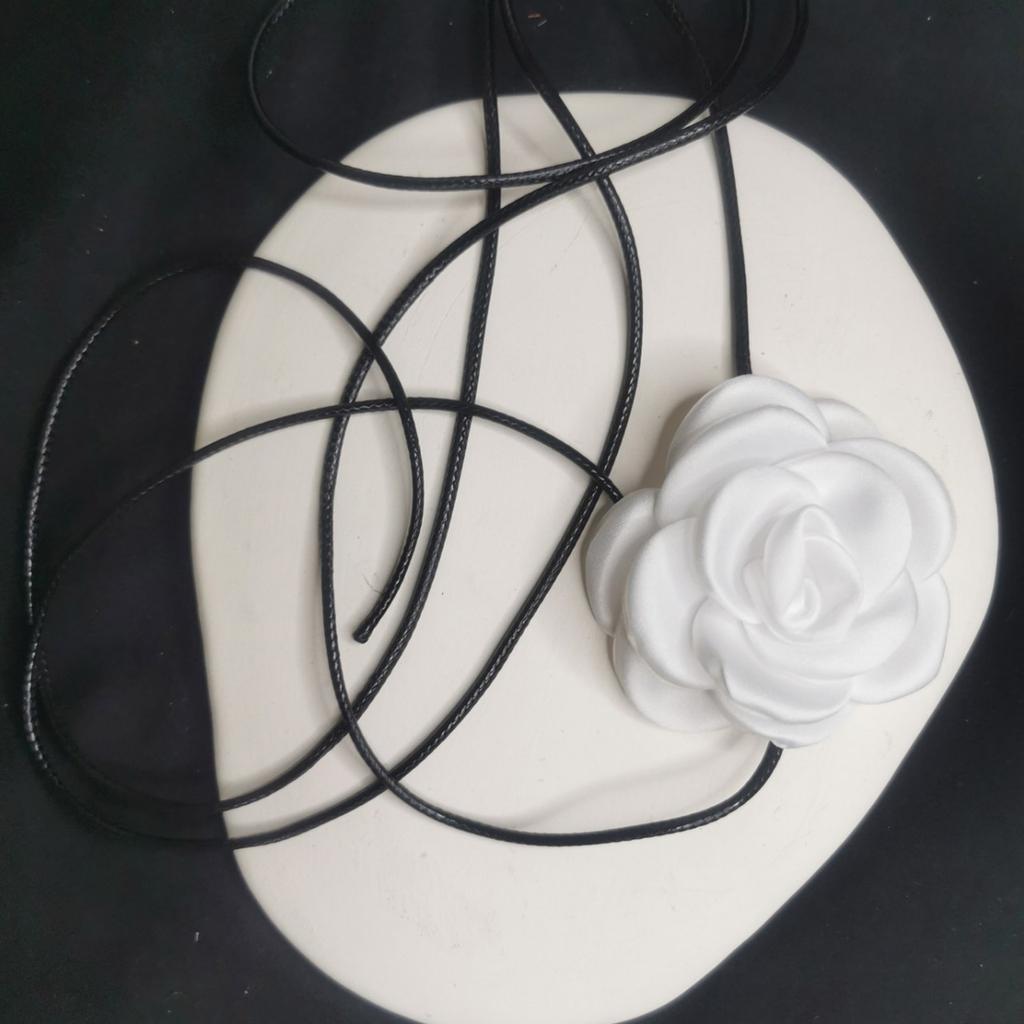 Collarbone Chain Black Wax Rope Camellia Collar Choker Wedding Halloween Jewelry