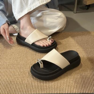 Summer Thick-bottomed Vacation Beach Fashion Korean Sandals Sanya New 2025 Set of Toe Slippers Women's Wear