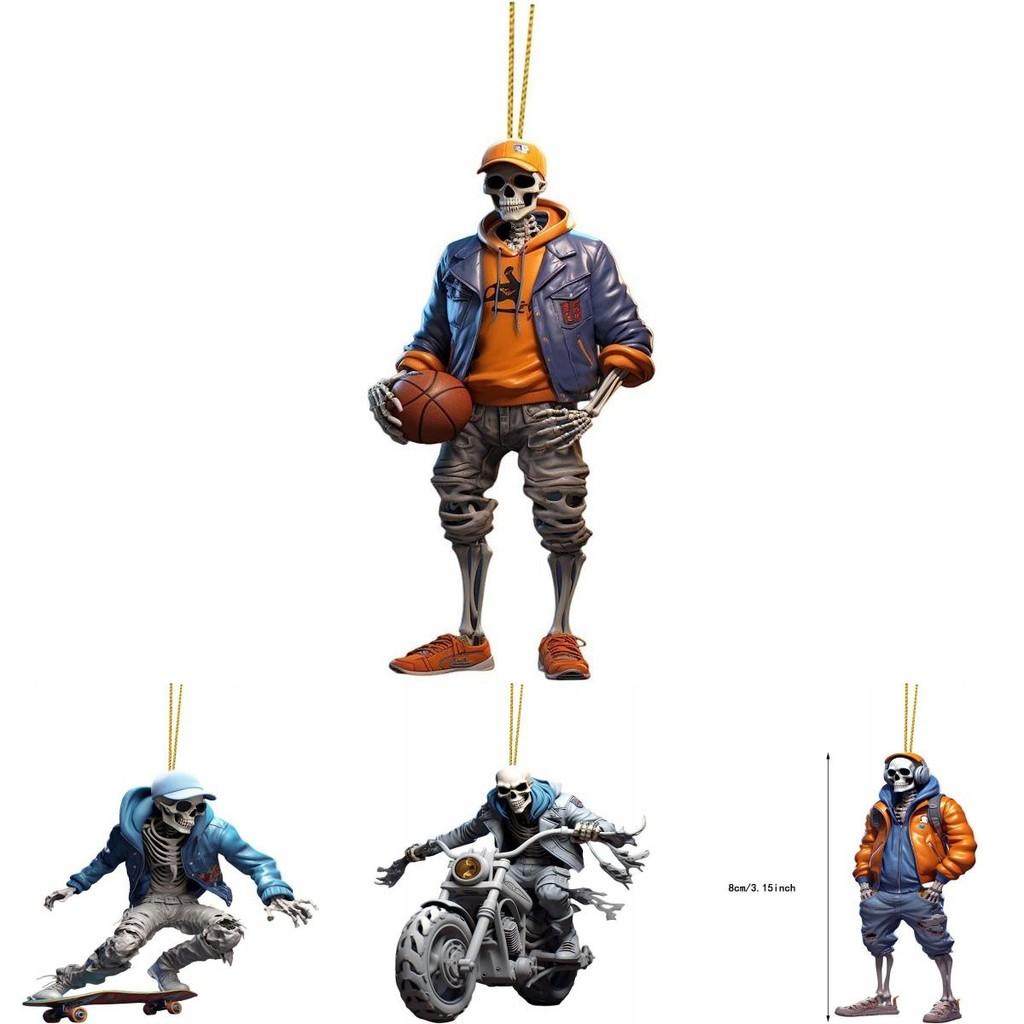 Skeleton Decorative Acrylic Car Accessory Colorful Cartoon Charm For Halloween And Holiday Decor
