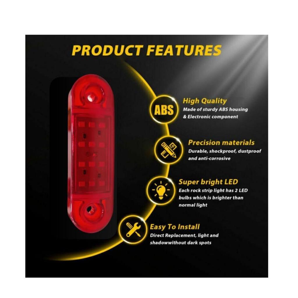 2-Pack Semi Trailer Side Marker Lights RED LED Side Marker Truck Lighting LED Trailer Lights 12V Waterproof Truck Lights