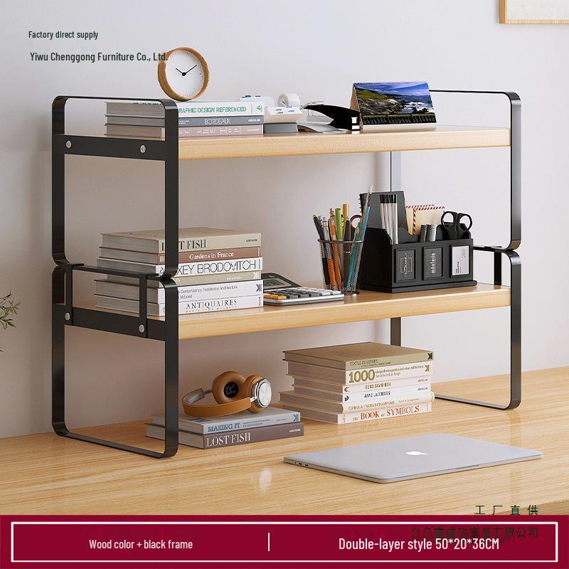 Wrought Iron Desktop Bookshelf for Bedroom, Living Room, or Office - Small, Simple Tabletop Organizer