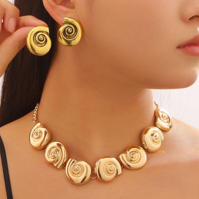 Necklace Earrings Set Exaggerated Snail Pendant And Earrings with Metallic Luster Bohemian Summer