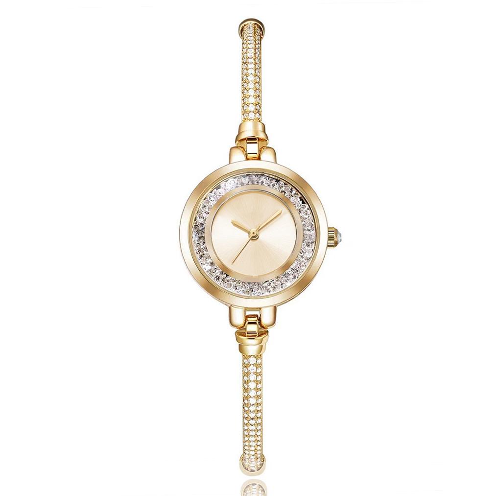 Nya moderiktiga casual fina armbandsklockor för dam armbandsur med strass kvicksand liten urtavla infällbar armband armbandsur present
