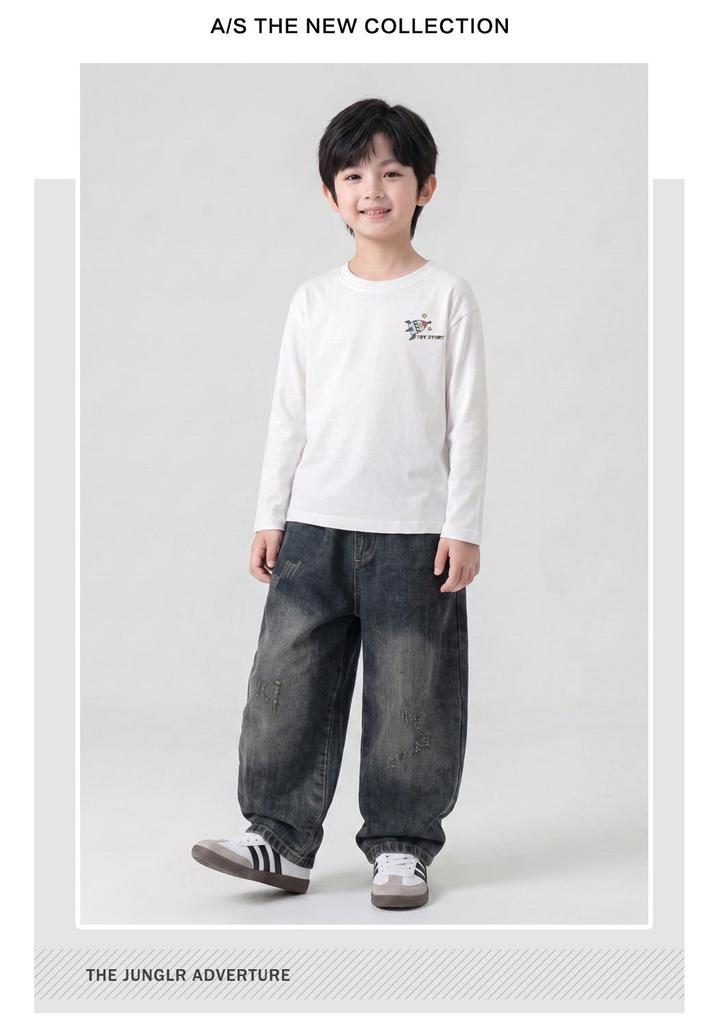 Beiteng Kids' Cute Autumn Cartoon Cotton Long Sleeve T-Shirt (Korean Style)