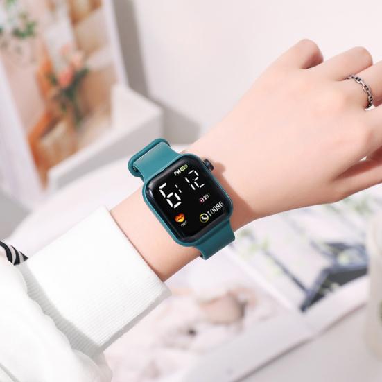 Student Digital Watch Square Dial Easy Operation Ultra-long Standby LED Precise Time Multifunctional Kids Sports Watch Outdoor Supplies