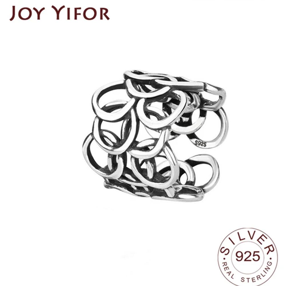 

BFCLUB Silver Color New Simple Vintage Circle Rings Retro Distressed Opening Handmade Ring Fashion Fine Jewelry