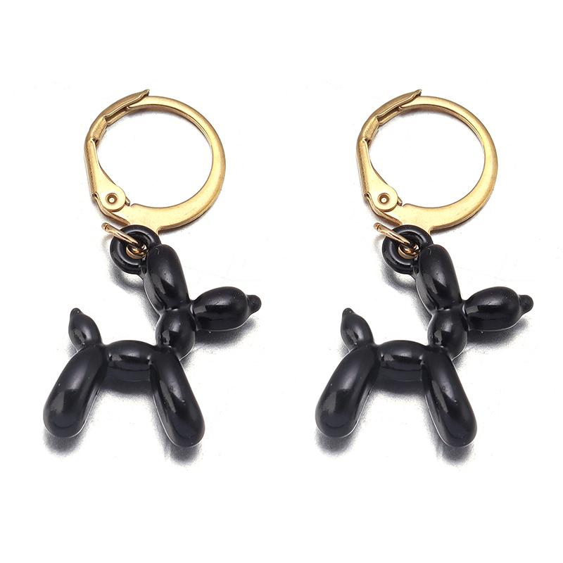 

A Pair Charm Metal Balloon Dog Dangle Pendant Earrings Set For DIY Men Women Cute Cartoon Earring Jewelry Party Gift Supplies чёрный