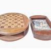 4 in Handmade Wooden Round Chess Mini Pocket Travelling, Personalized Board Games, Custom Gifts for Dad, Men Women, Christmas, Kids Birthday
