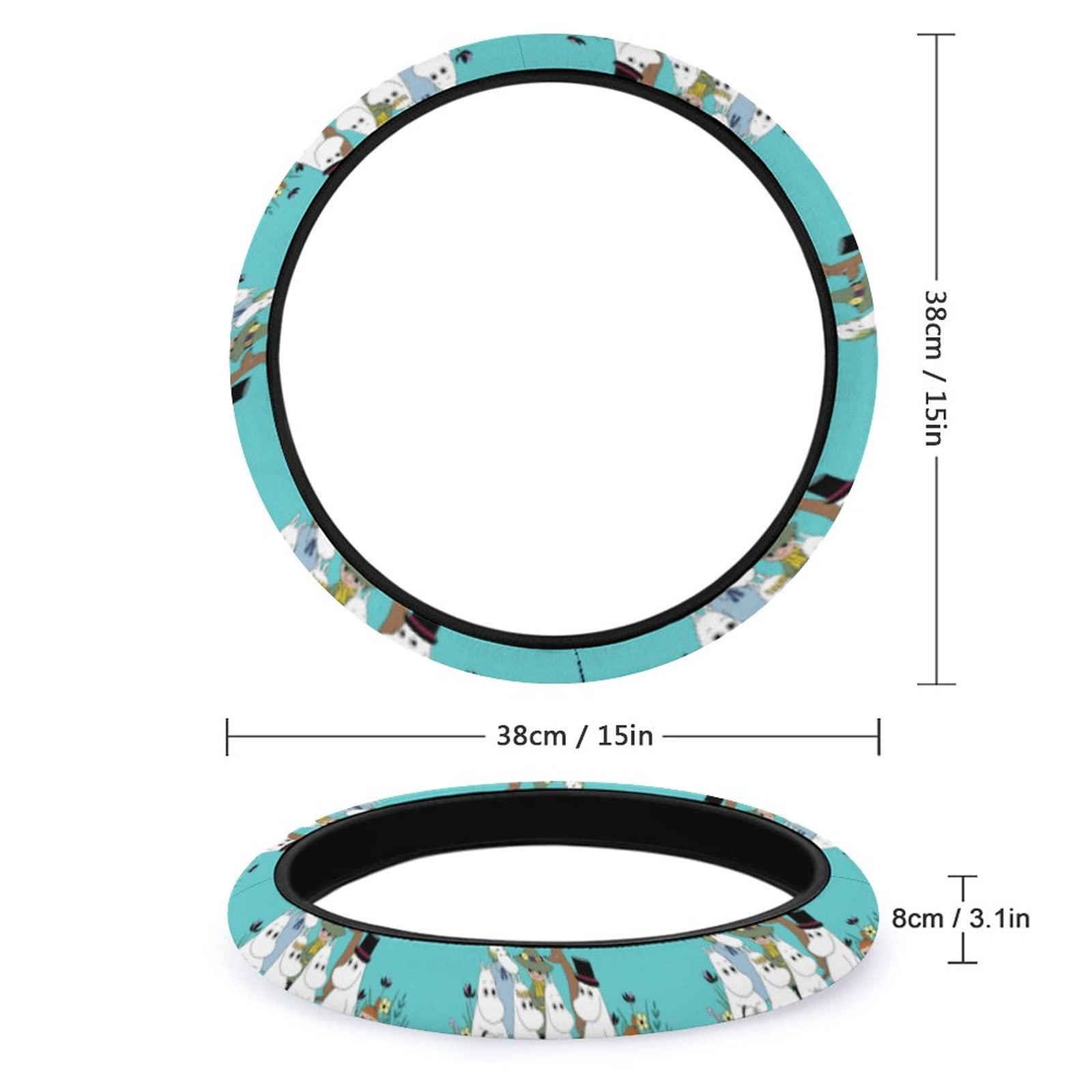 

Moomin Car Steering Wheel Cover for Kei and Standard Comfortable to the Luxury Interior Suitable for All 38cm Cars, Stylish, Non-Slip,