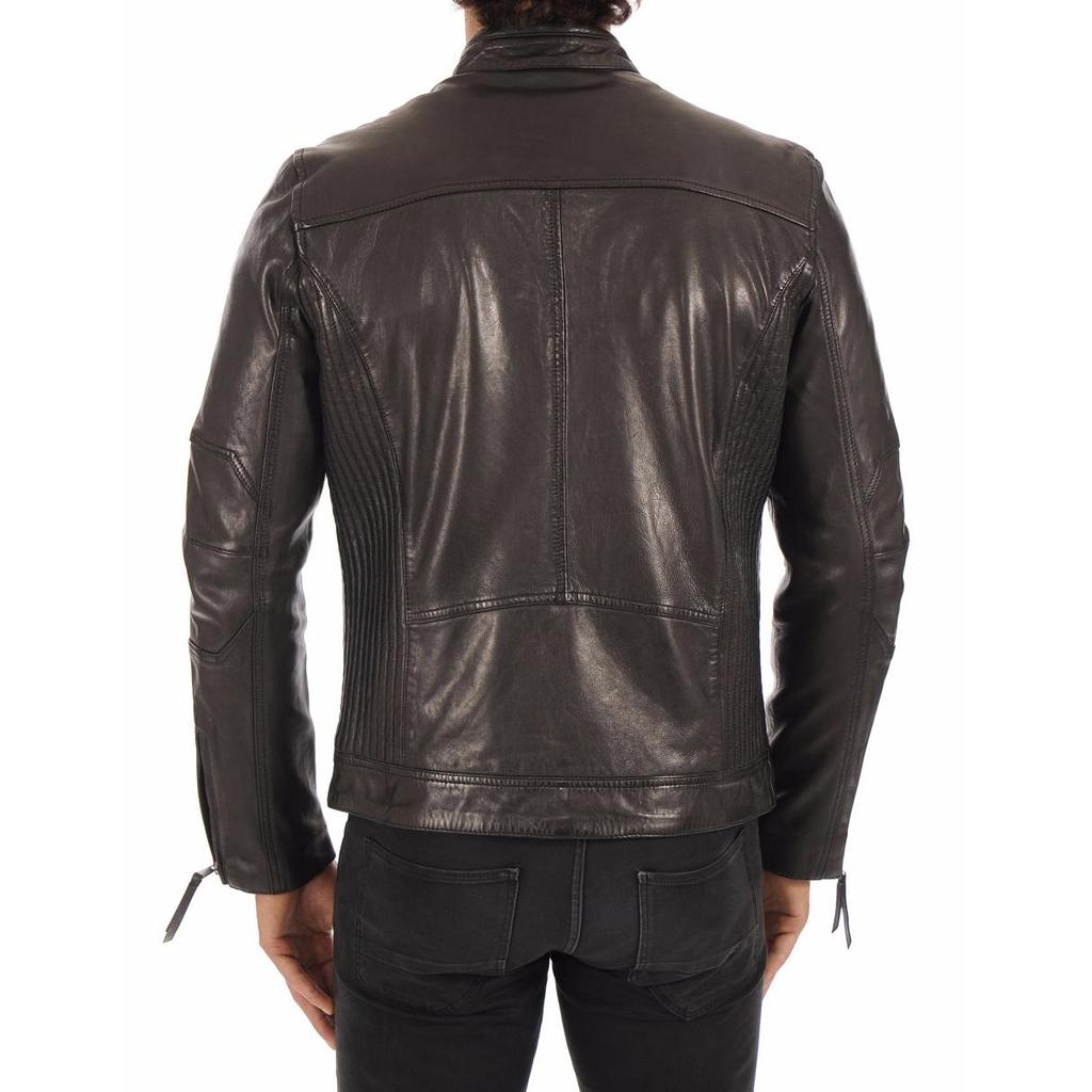 SKINOUTFIT Men's Genuine Lambskin Black Leather Jacket Stylish Motorcycle Bomber Biker Outerwear MJ 44