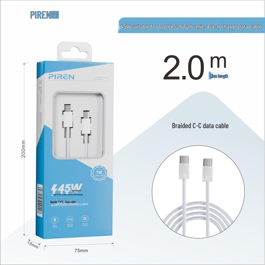Apple 16/15 Pro Max Fast Charging Cable: Durable Braided Type-C PD Cable for iPhone