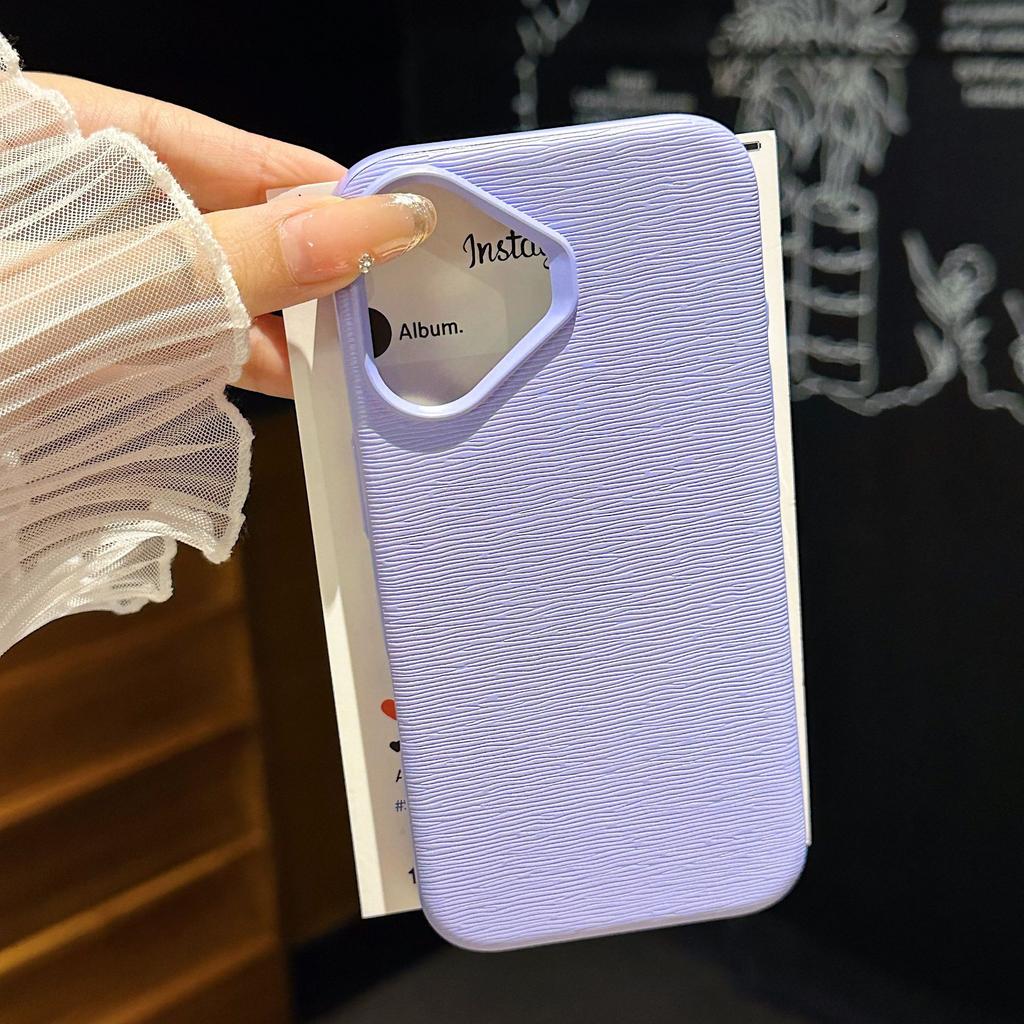 16PRO leather rabbit material mobile phone case is suitable for Apple 16 fashionable and simple 15promax protective case, anti-drop solid color