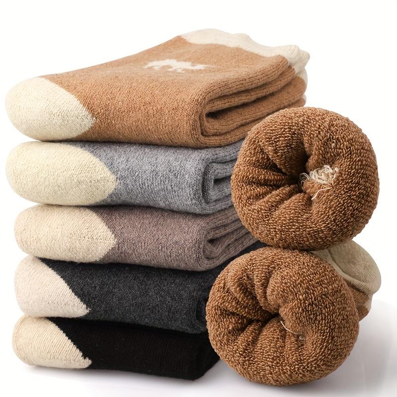 5 Paar hochwertige Winterstrümpfe für Damen und Herren, dicke und warme thermische Baumwollsocken