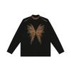 Autumn/Winter Rhinestone Leaf Long-Sleeve Slimming Warm Shirt for Middle-Aged and Elderly Moms